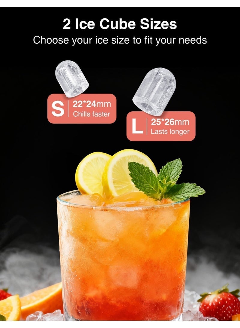 Crownful Ice Maker Countertop, Mini Portable Ice Machine, 8 Bullet Ice in 6 Mins, 12KG/Day, 2 Ice Sizes, Self-Cleaning, Energy Saving, Compact for Small Space, Kitchen, Office, RV, Party - Image 3